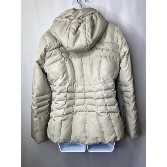 Calvin Klein Jacket Woman Medium White Hooded Goose Down Puffer Full Zip Coat - Picture 5 of 15